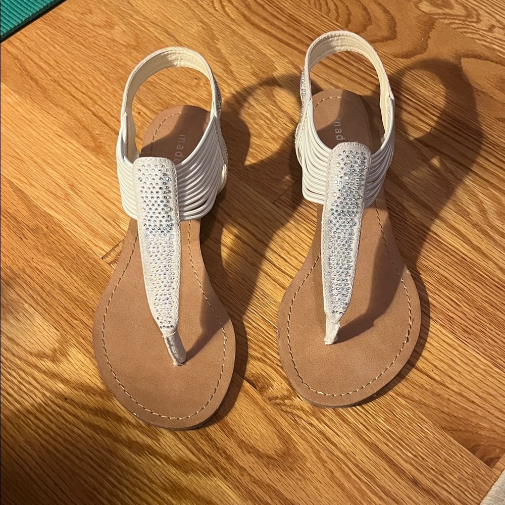 Madden Girl White Gemmed Tempee Sandals size 7